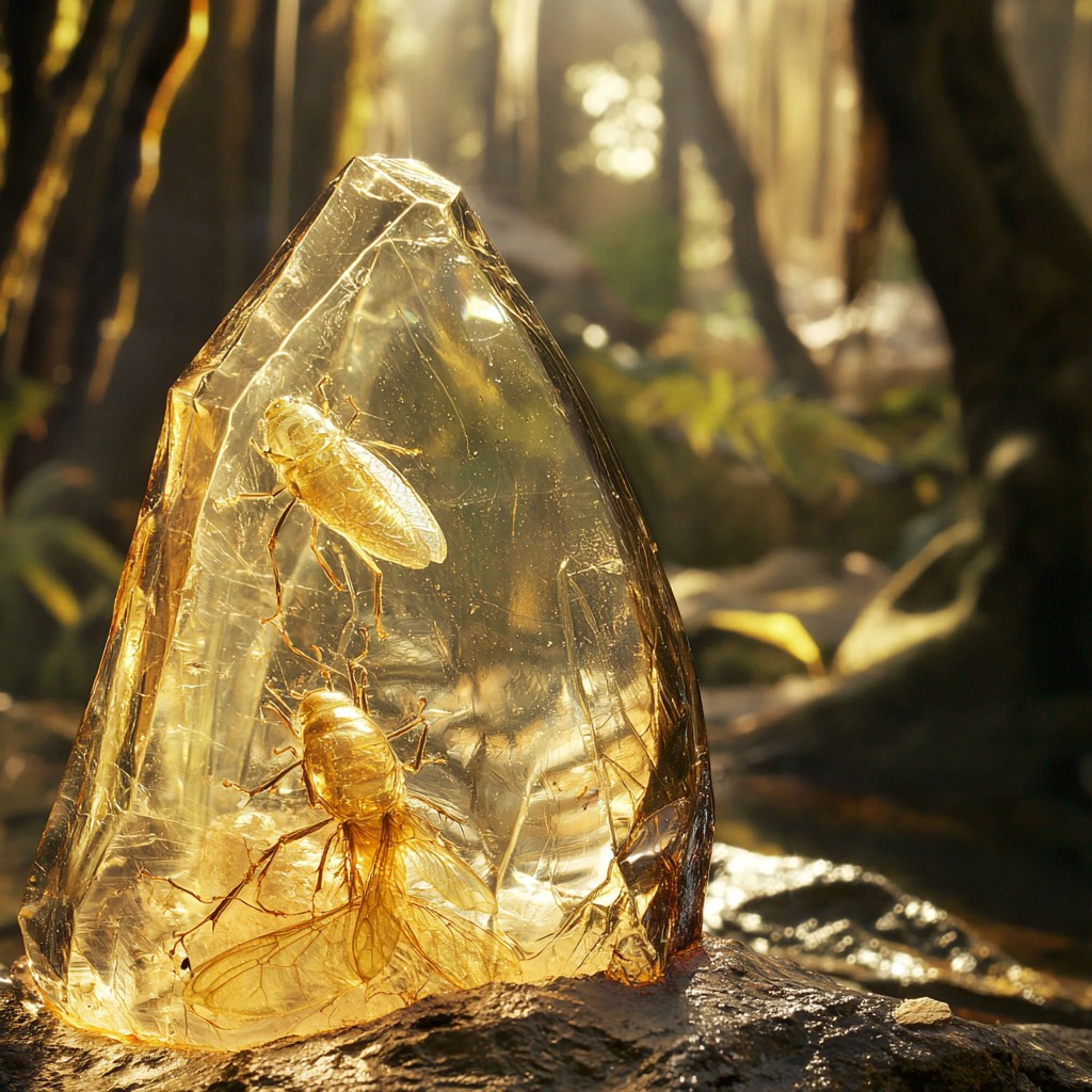 Amber contains ancient trapped insects!