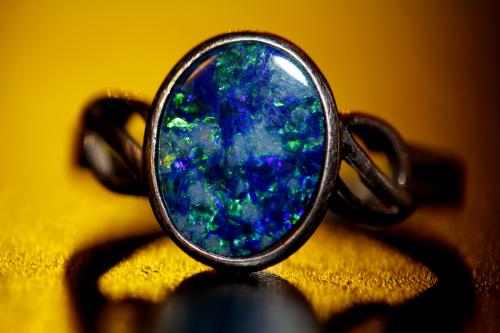 Black Opal and Black Diamond Ring - Ray Griffiths Fine Jewelry